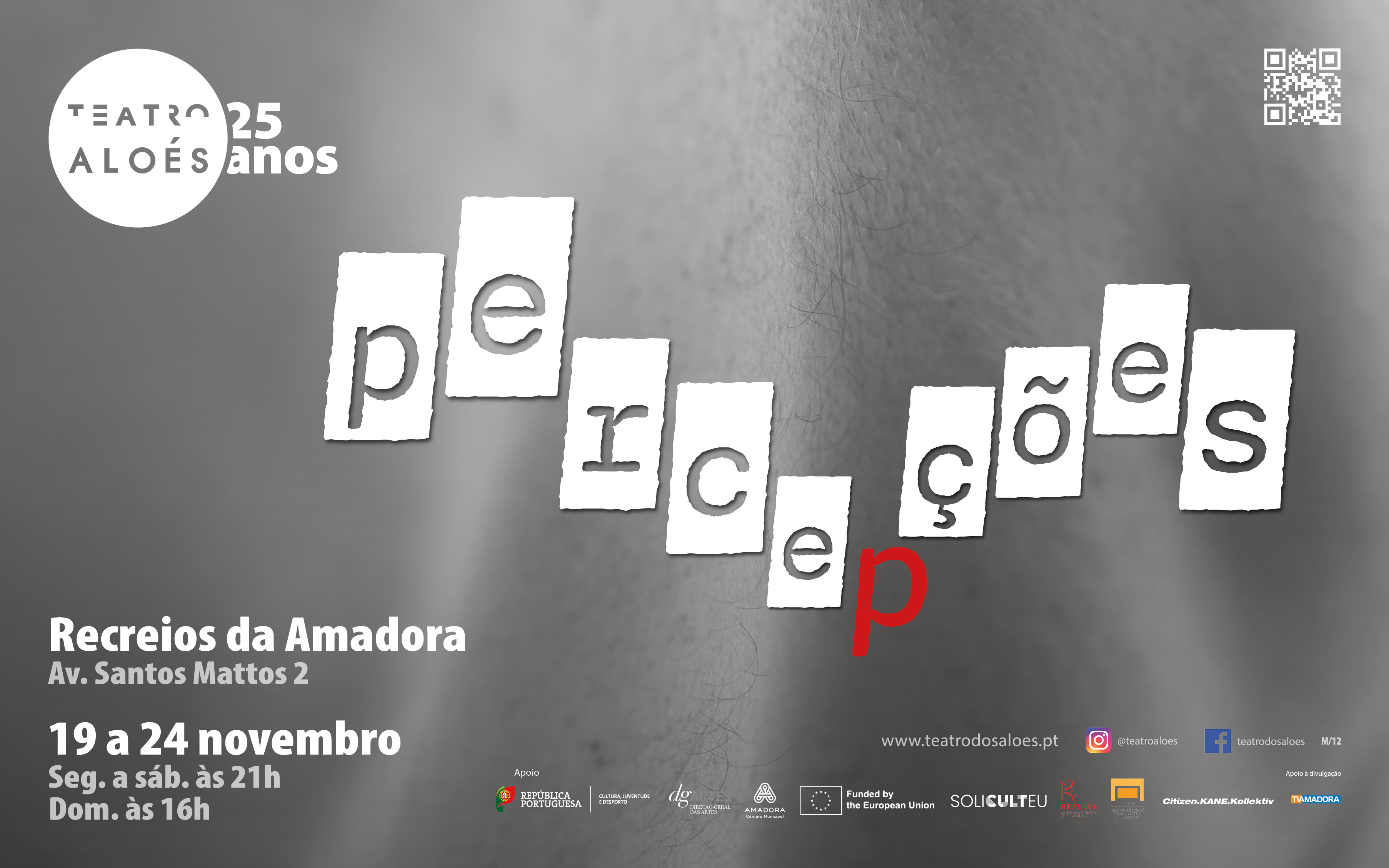 19 a 24 novembro | Espetáculo "Percepções" do Teatro dos Aloés | Recreios da Amadora