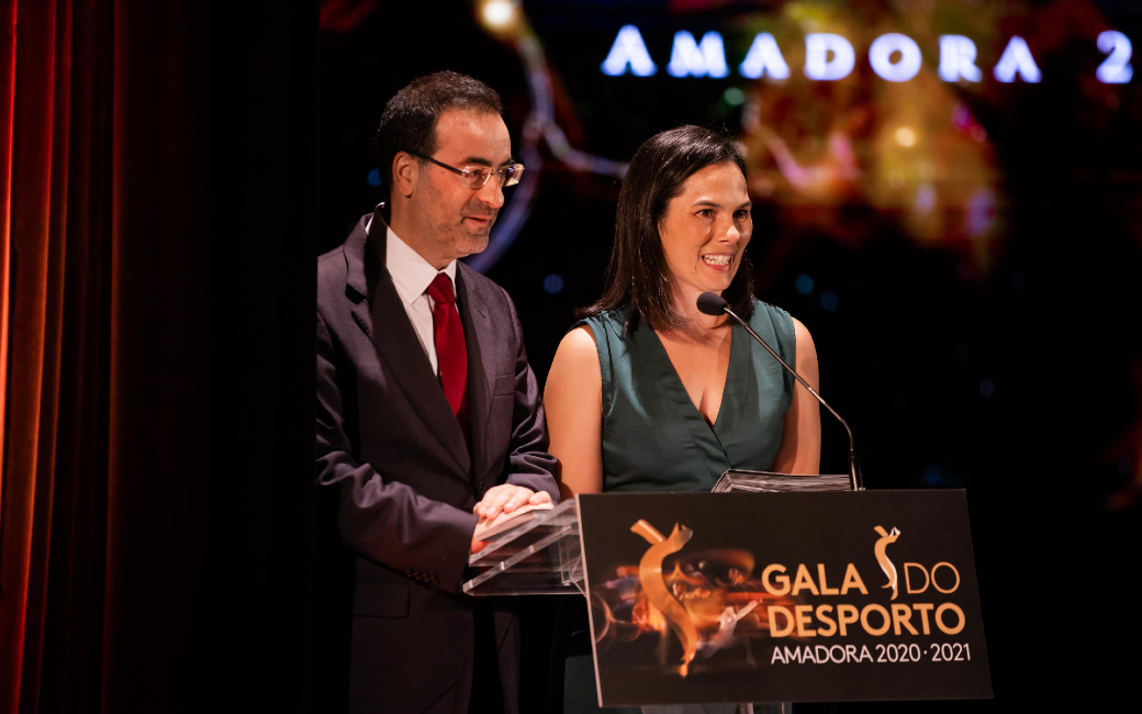 Os apresentadores da Gala, o jornalista Joaquim Franco e a atriz, Carla Chambel, embaixadores da cidade da Amadora