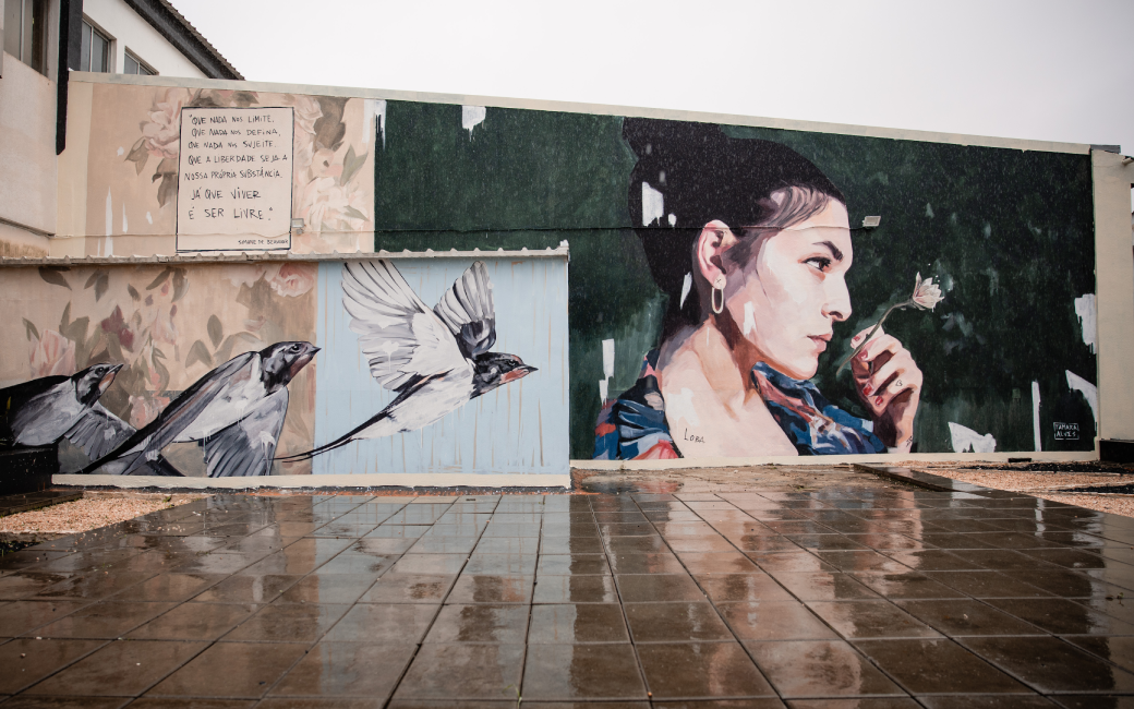 Mural sobre o tema da Igualdade de Género, realizado pela artista Tamara Alves